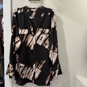 Calvin Klein Black and Cream Abstract Blouse